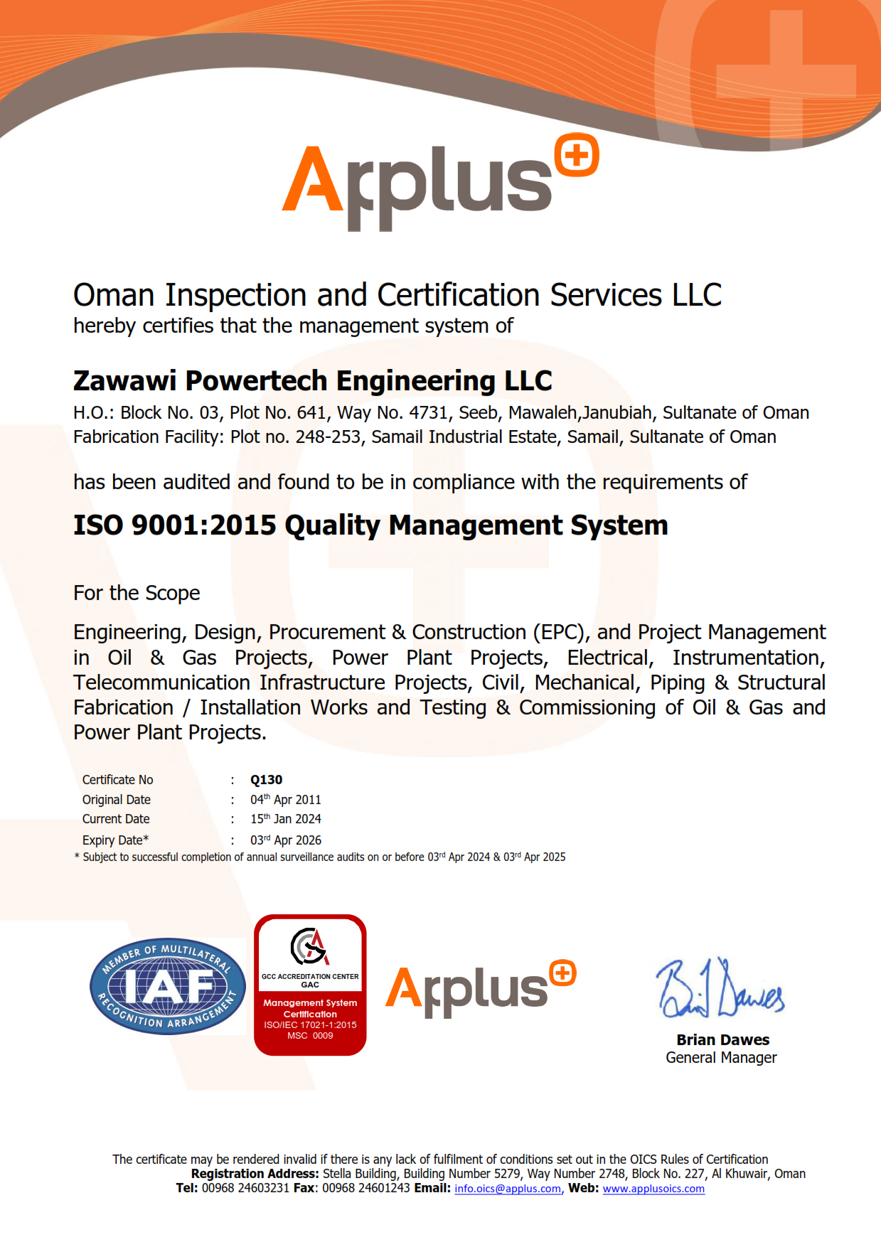 ZPTE ISO 9001 2015 Certificate